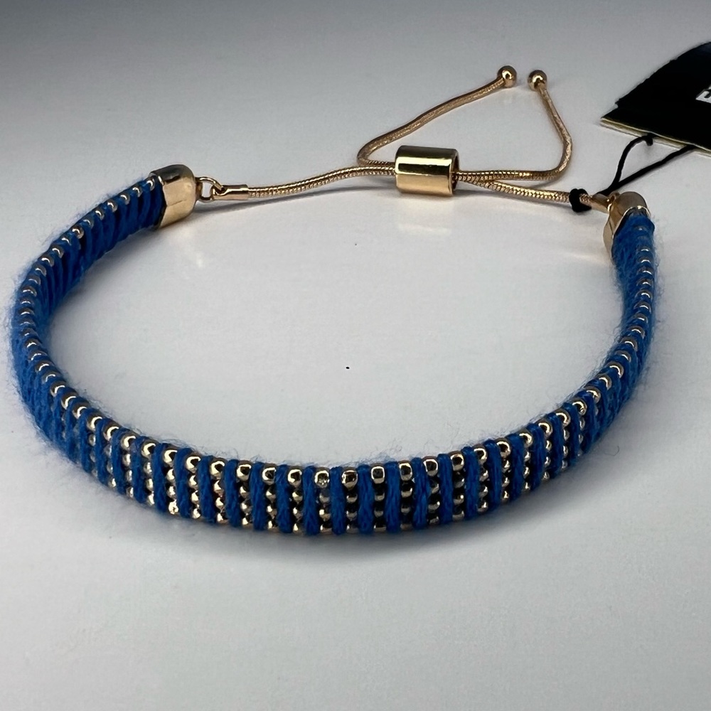 NWT Express Navy Blue and Gold Tone Adjustable Slide Bracelet